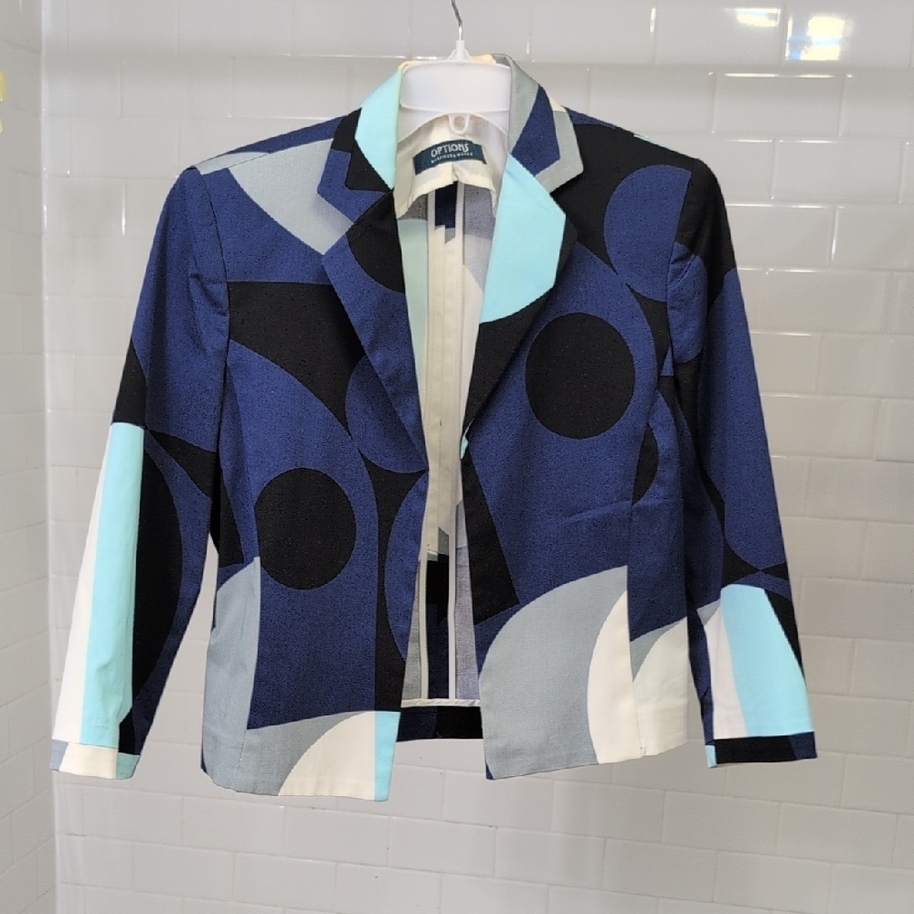 Women's Geometric Blue Blazer